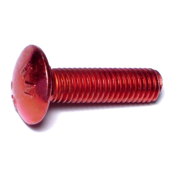 Midwest Fastener Carriage Bolt, Square Neck, 1.25mm (Coarse), 30 mm L, Steel, Red Rinsed Zinc, 10 PK 31184 - main